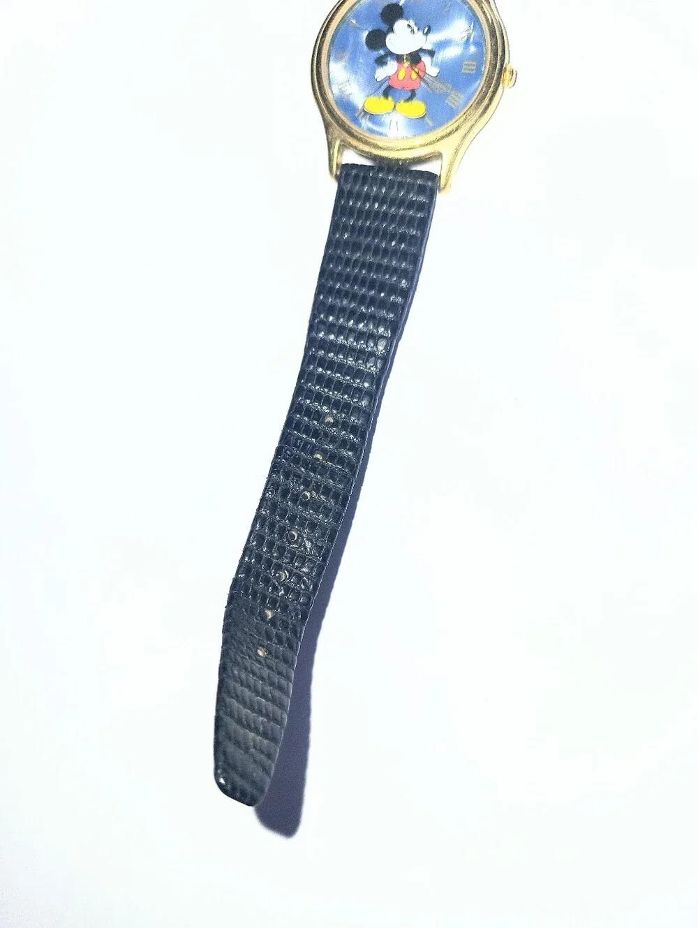 1990's Vintage Disney Mickey Mouse Lorus Watch Iridescent Blue Pearl Disneyana